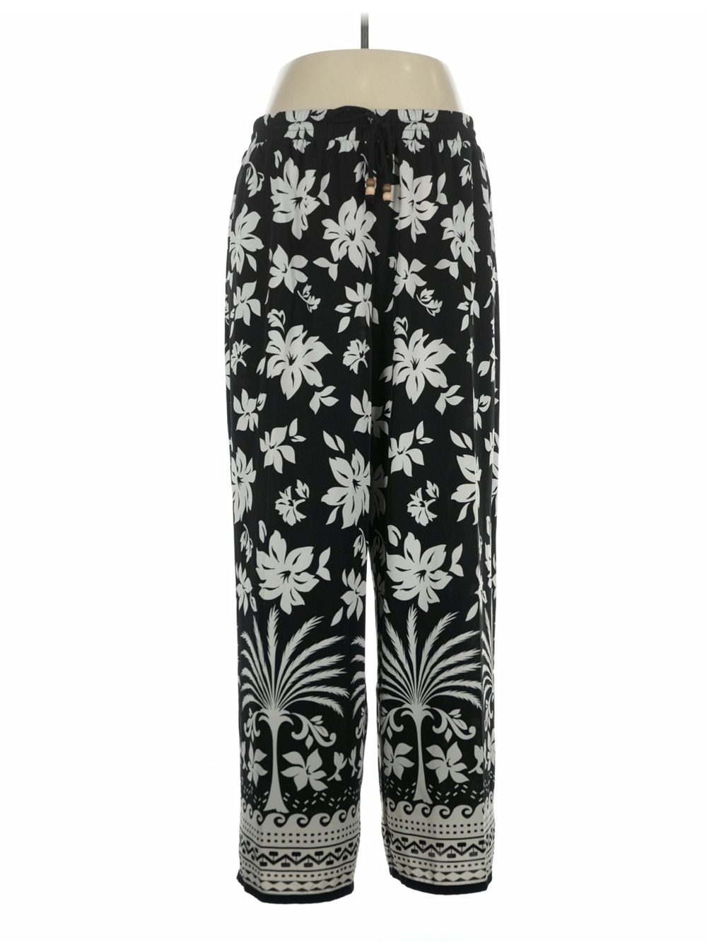 Intempo Kohls Women's Black & White Floral Wide-Leg Pants